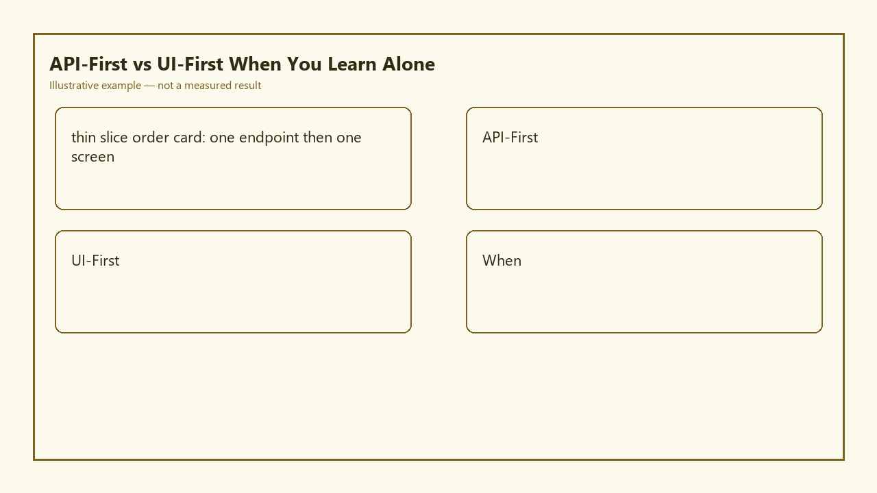 Illustrative card for API-First vs UI-First When You Learn Alone