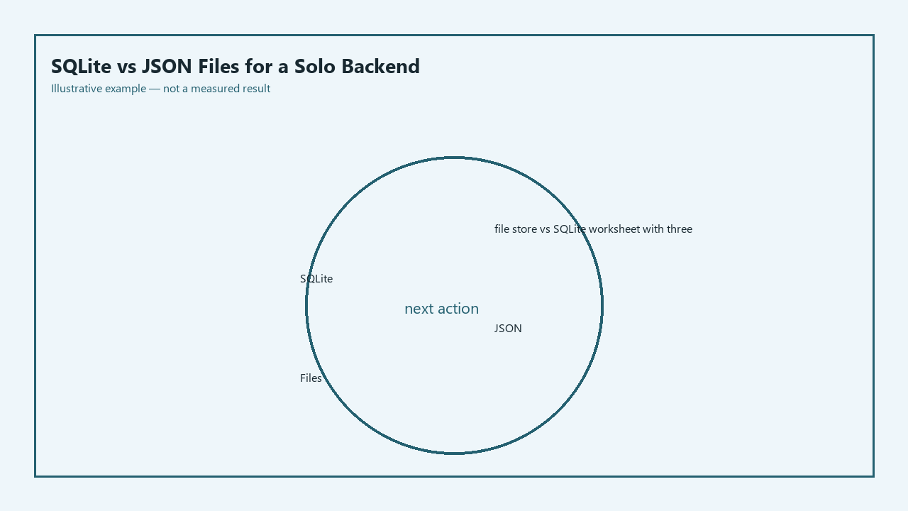 Illustrative card for SQLite vs JSON Files for a Solo Backend