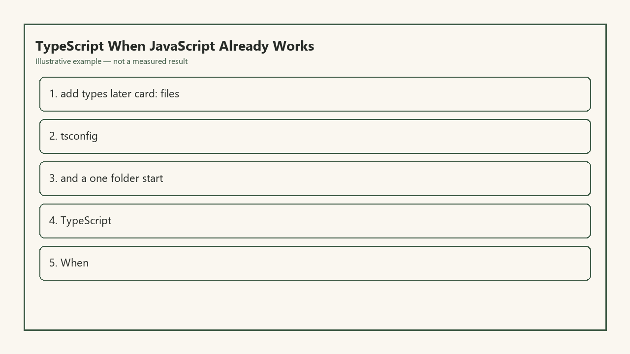 Illustrative card for TypeScript When JavaScript Already Works