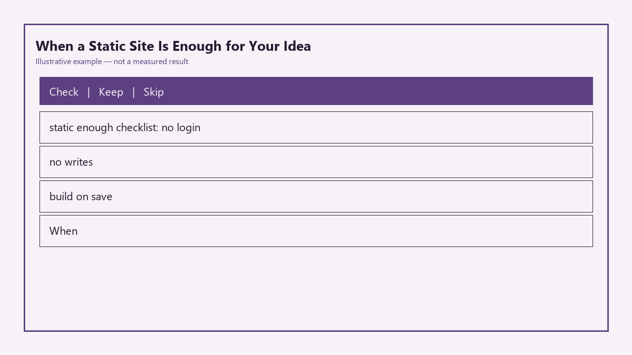 Illustrative card for When a Static Site Is Enough for Your Idea