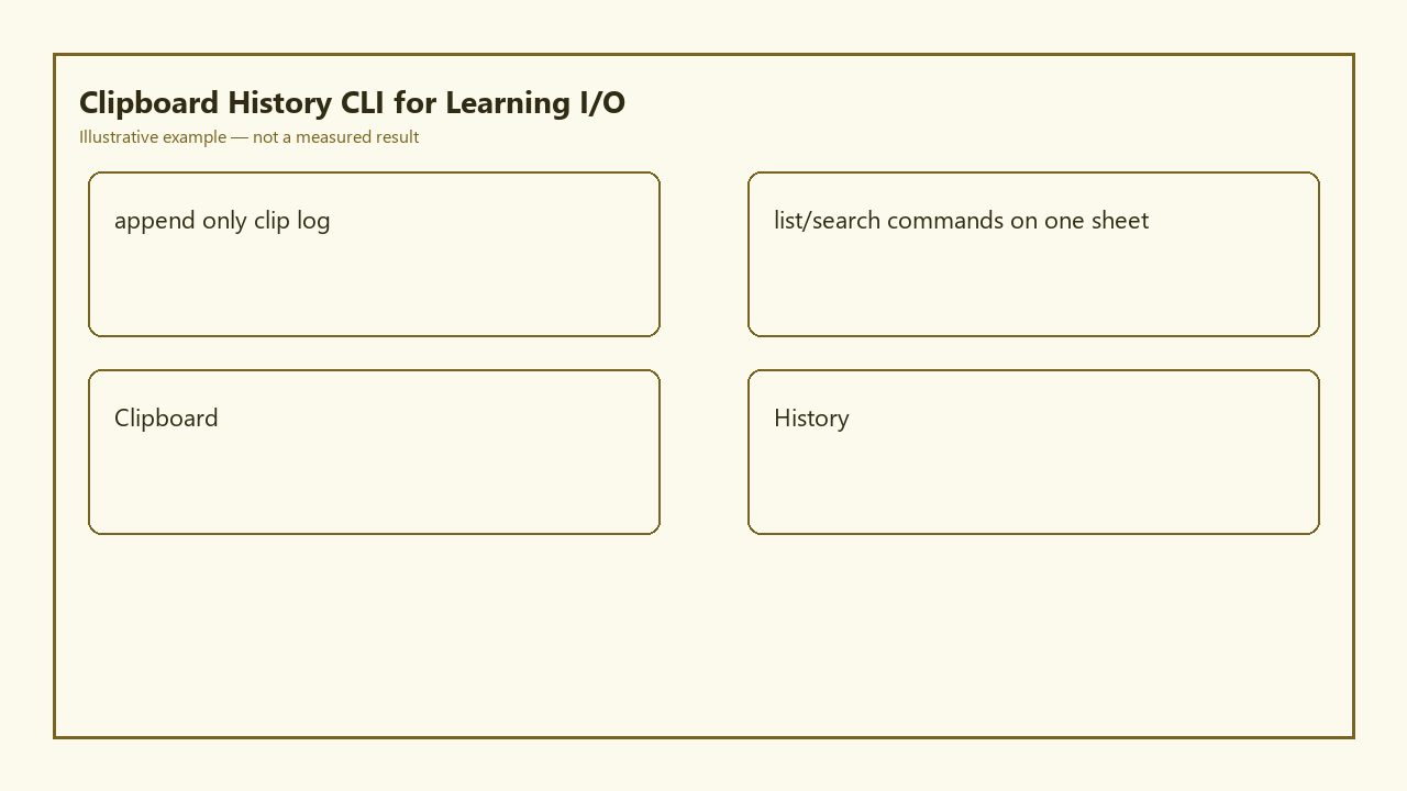 Illustrative card for Clipboard History CLI for Learning I/O