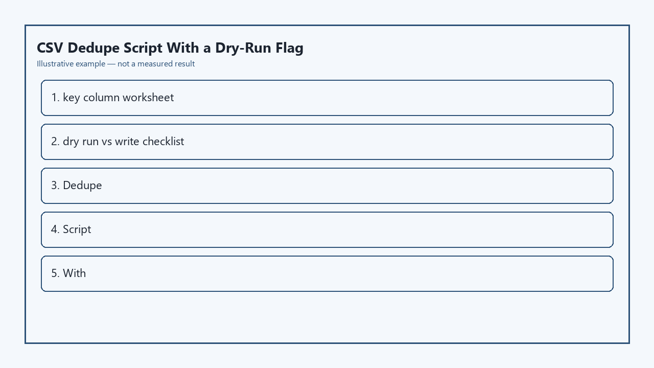 Illustrative card for CSV Dedupe Script With a Dry-Run Flag