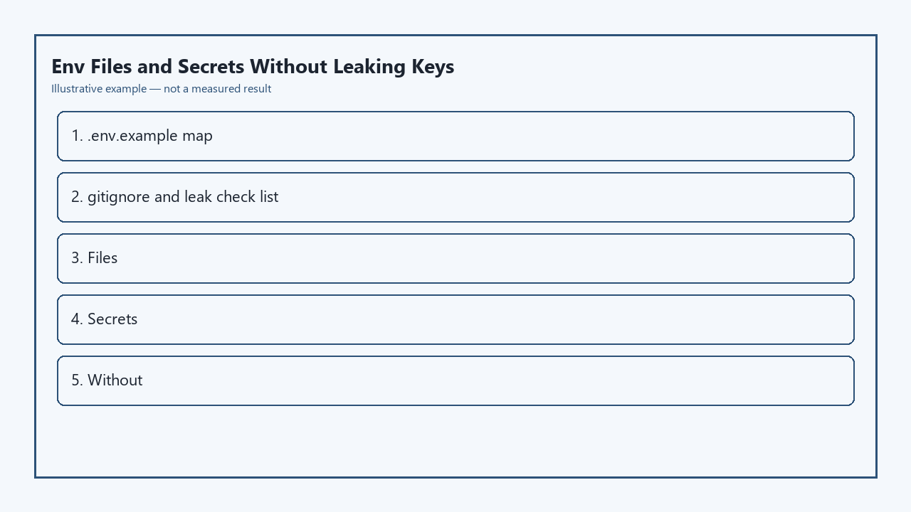 Illustrative card for Env Files and Secrets Without Leaking Keys