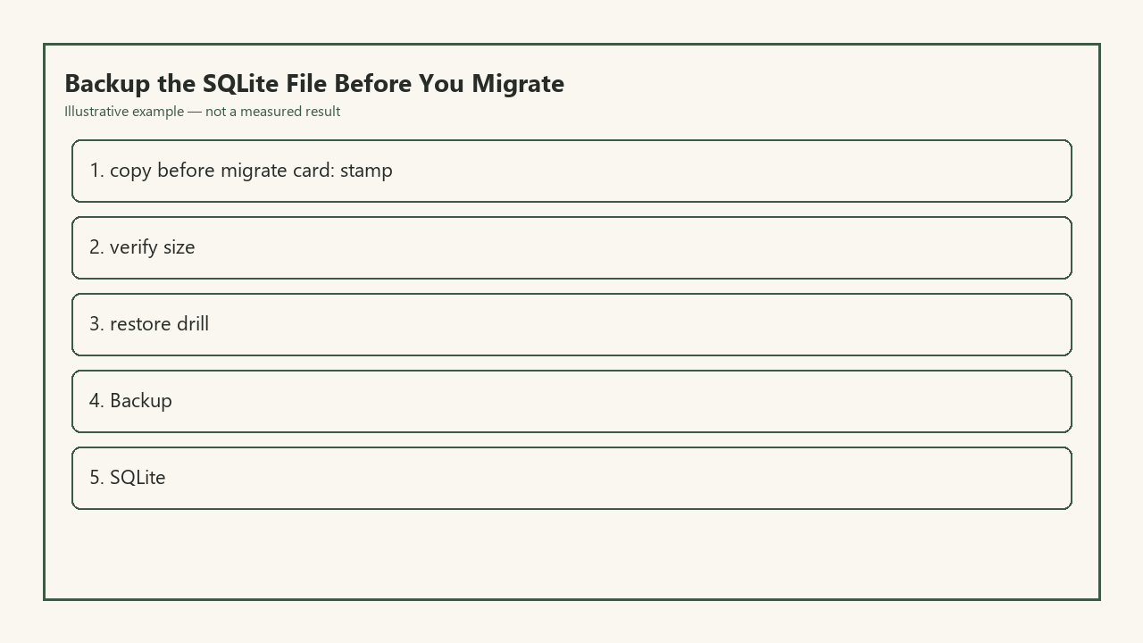 Illustrative card for Backup the SQLite File Before You Migrate