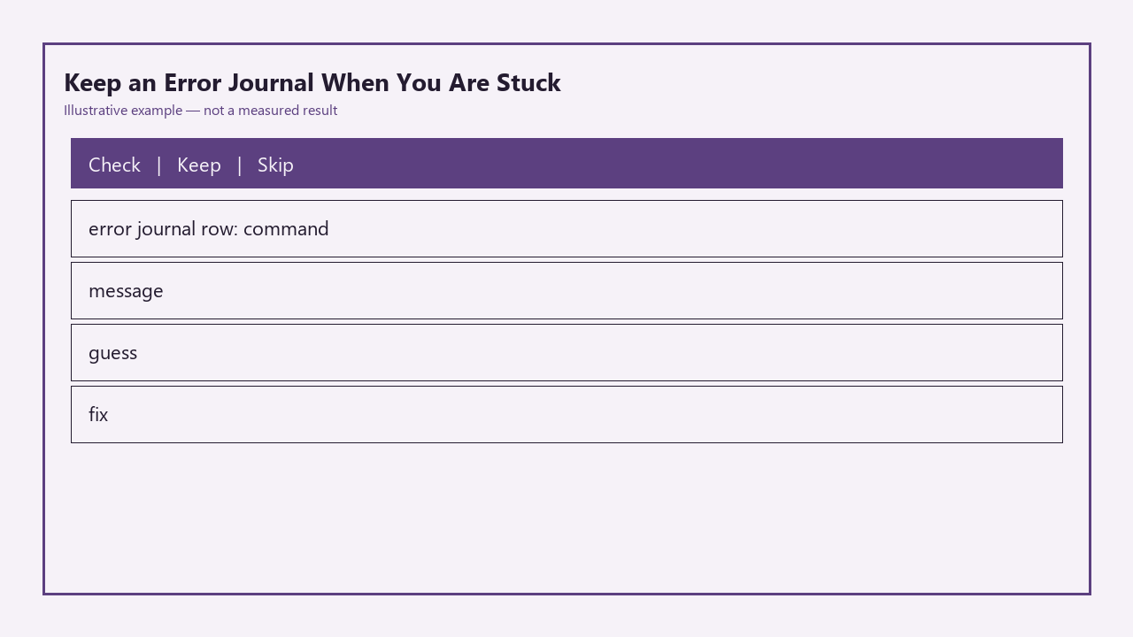 Illustrative card for Keep an Error Journal When You Are Stuck