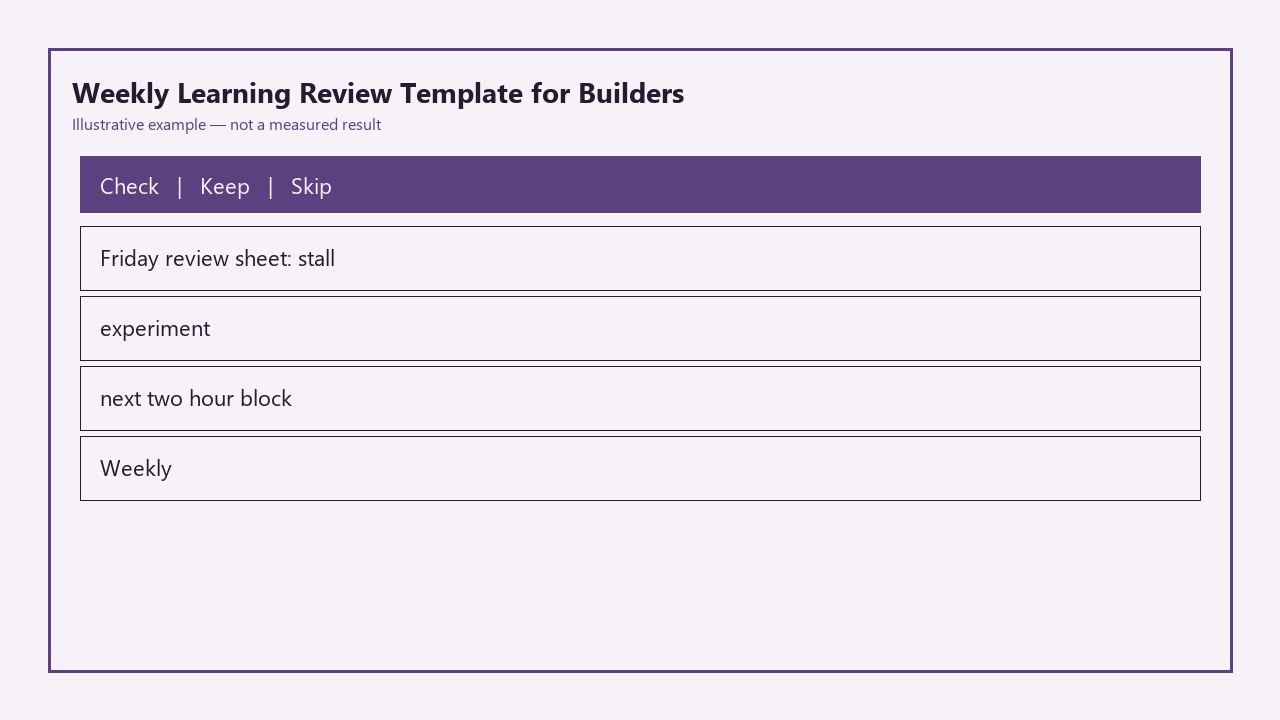 Illustrative card for Weekly Learning Review Template for Builders