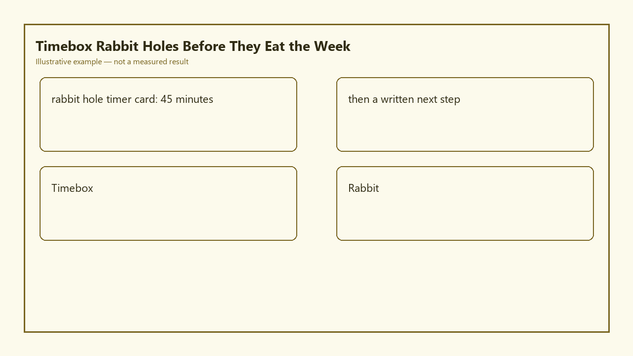 Illustrative card for Timebox Rabbit Holes Before They Eat the Week